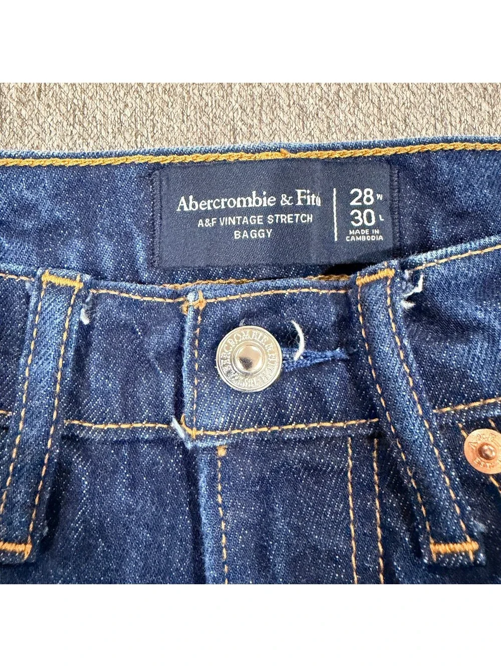 Abercrombie Fitch A&F Vintage Stretch Baggy Jeans Mens 28x30 Dark Wash